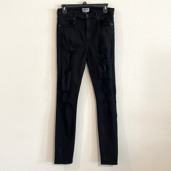 Agolde Women’s Sophie Jeans Size 30 Black Cotton Spandex Distressed Whimsigoth - Picture 4 of 17